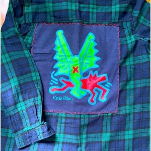 Keith Haring Flannel Shirt Hand Stitched One Of A Kind